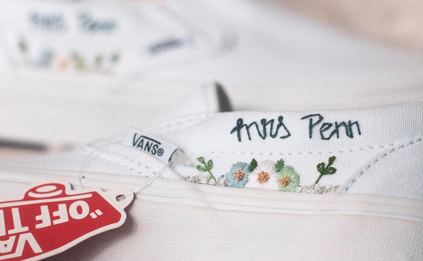 Custom Embroidered Bridal Slip On Sneakers