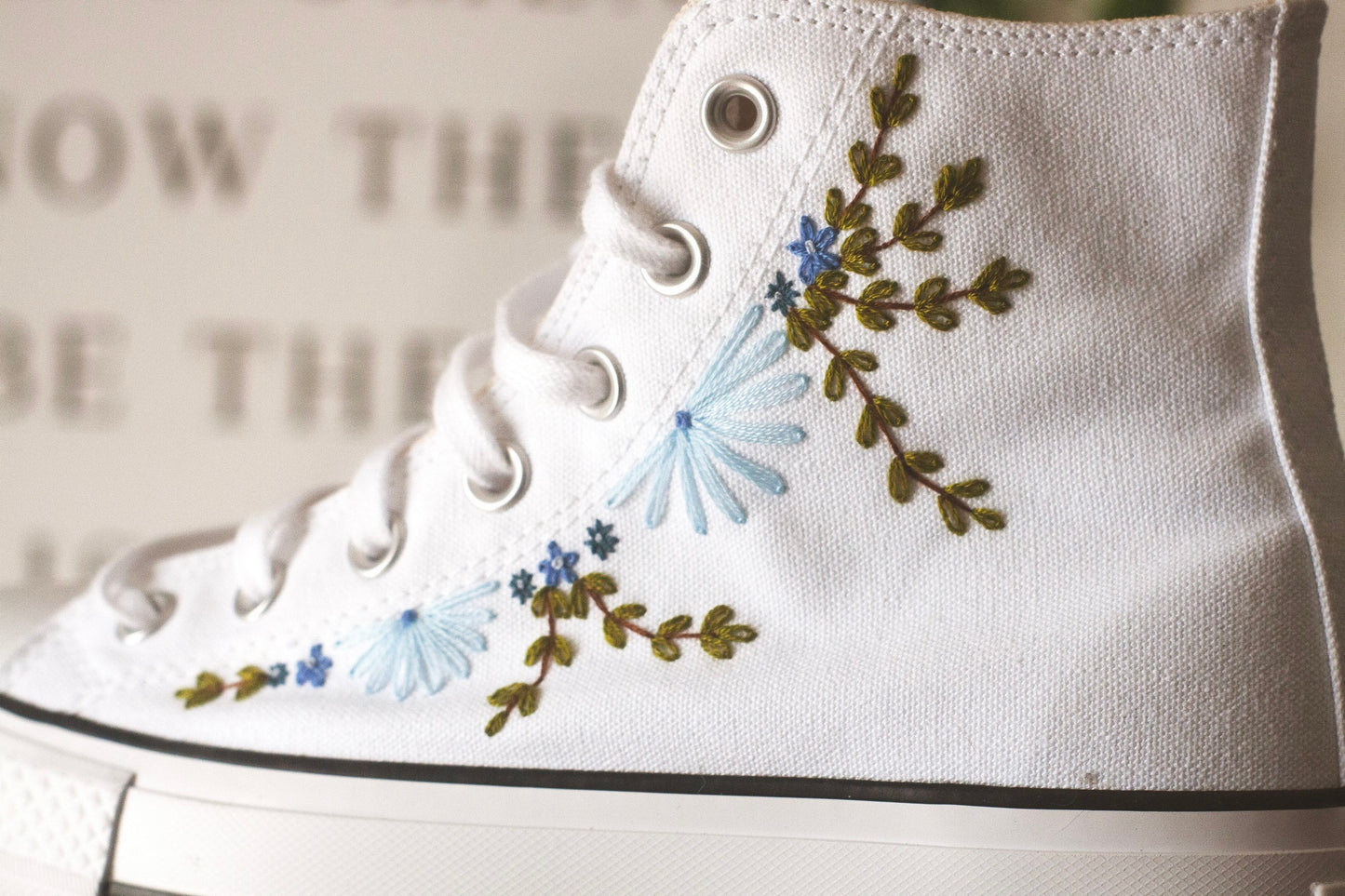Bespoke 'Something Blue' Embroidered Bridal Platform Sneakers