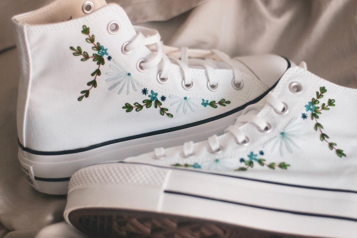 Bespoke 'Something Blue' Embroidered Bridal Platform Sneakers