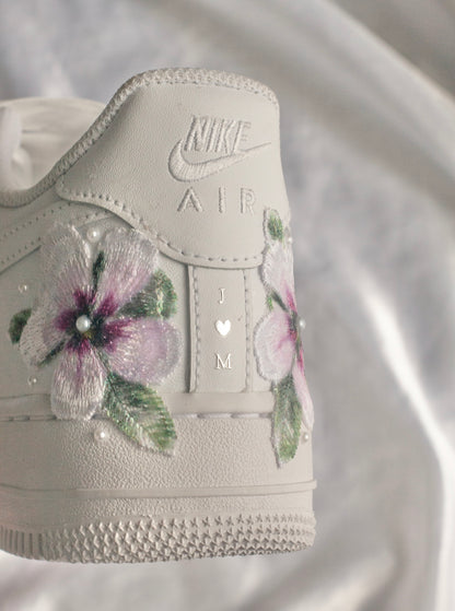 Bespoke Pink and Blue Floral Bridal Sneakers