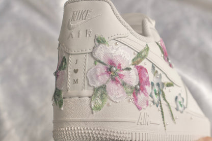 Bespoke Pink and Blue Floral Bridal Sneakers