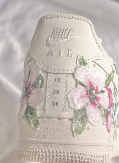 Bespoke Pink and Blue Floral Bridal Sneakers