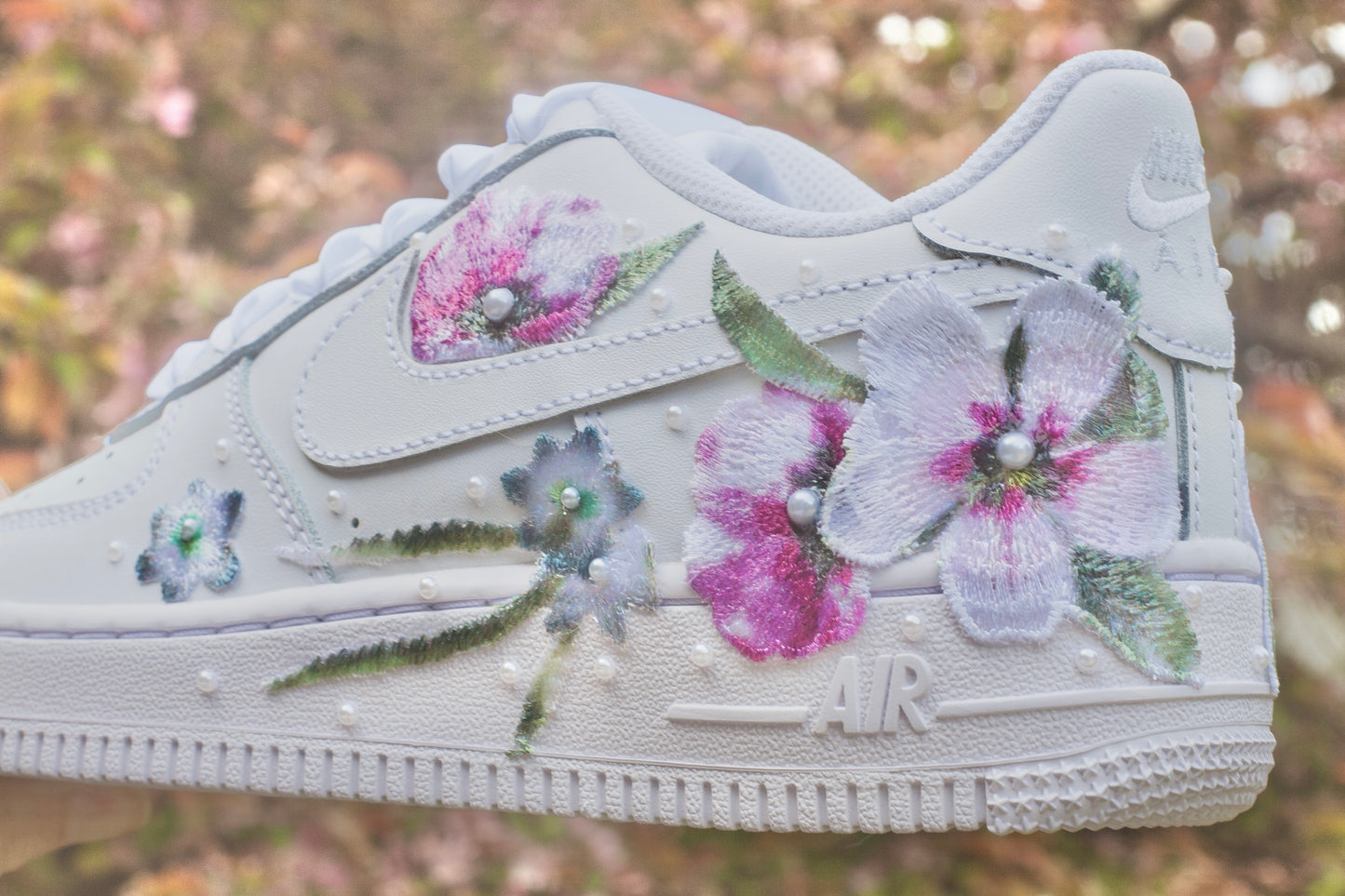 Bespoke Pink and Blue Floral Bridal Sneakers