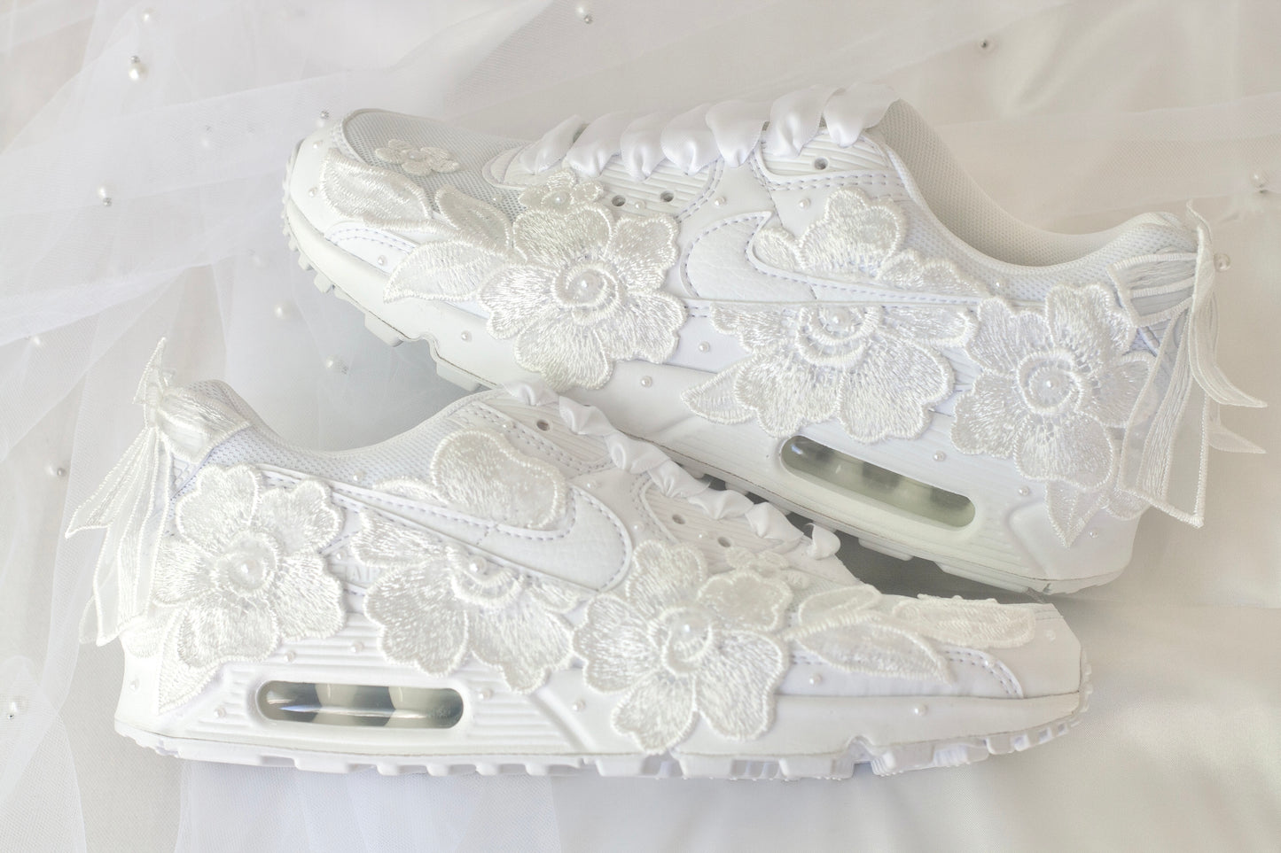 Bespoke White Floral Bridal Sneakers