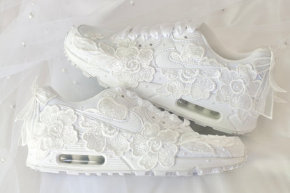 Bespoke White Floral Bridal Sneakers