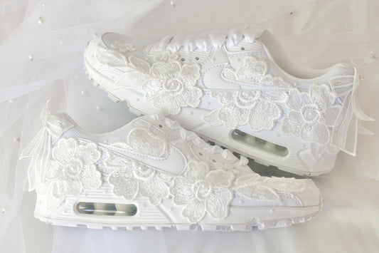 Bespoke White Floral Bridal Sneakers