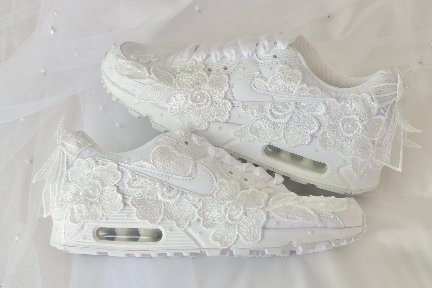 Bespoke White Floral Bridal Sneakers