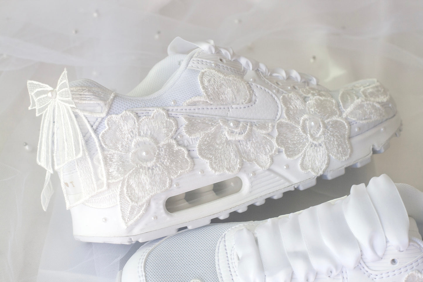 Bespoke White Floral Bridal Sneakers