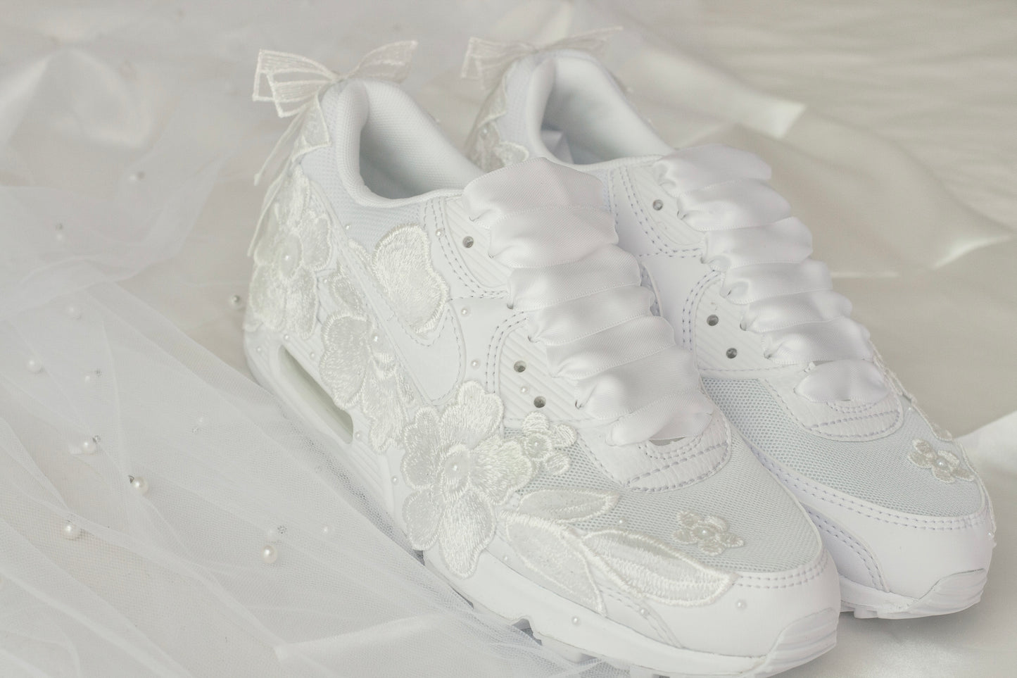 Bespoke White Floral Bridal Sneakers