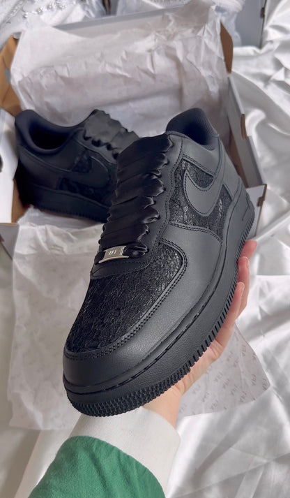 Black Lace Panel Men's Groom Wedding Sneaker