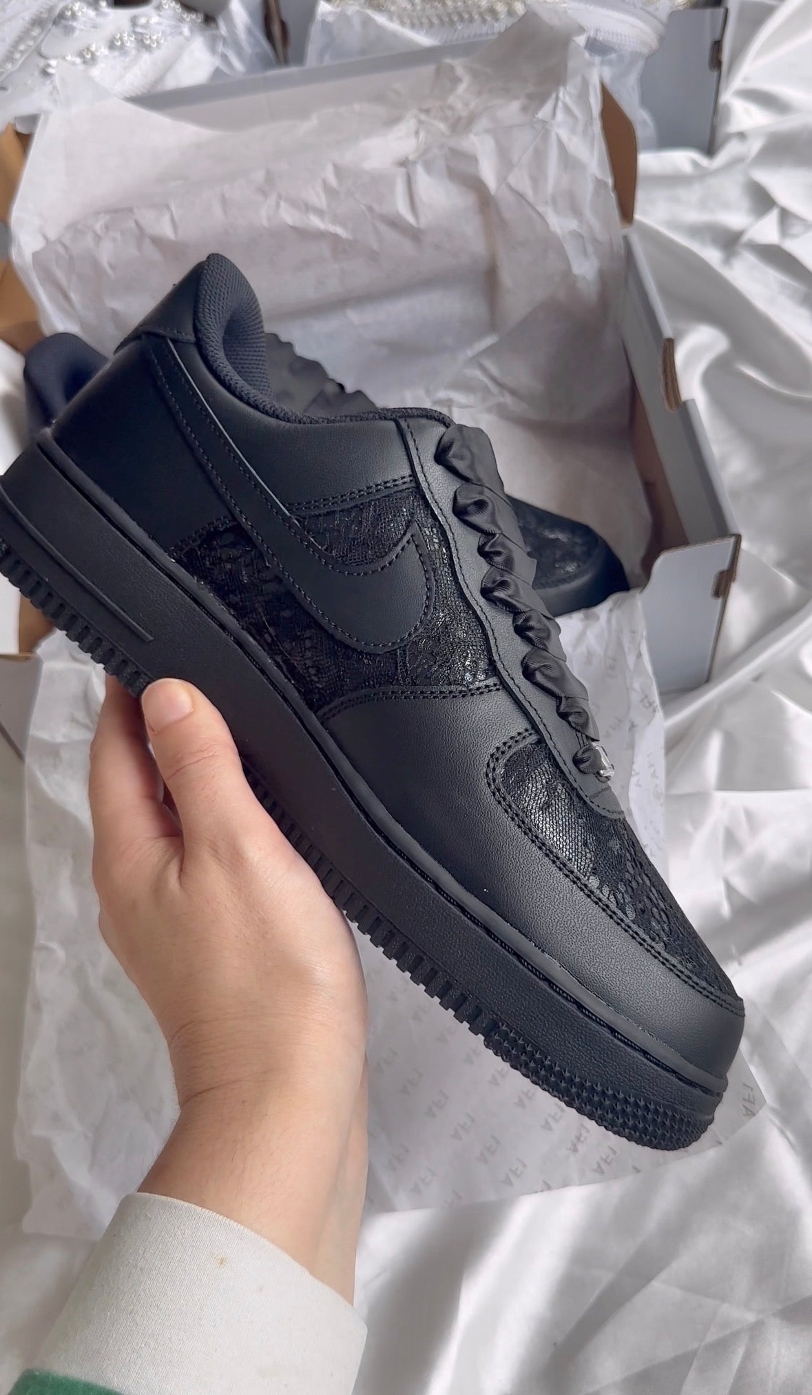 Black Lace Panel Men's Groom Wedding Sneaker