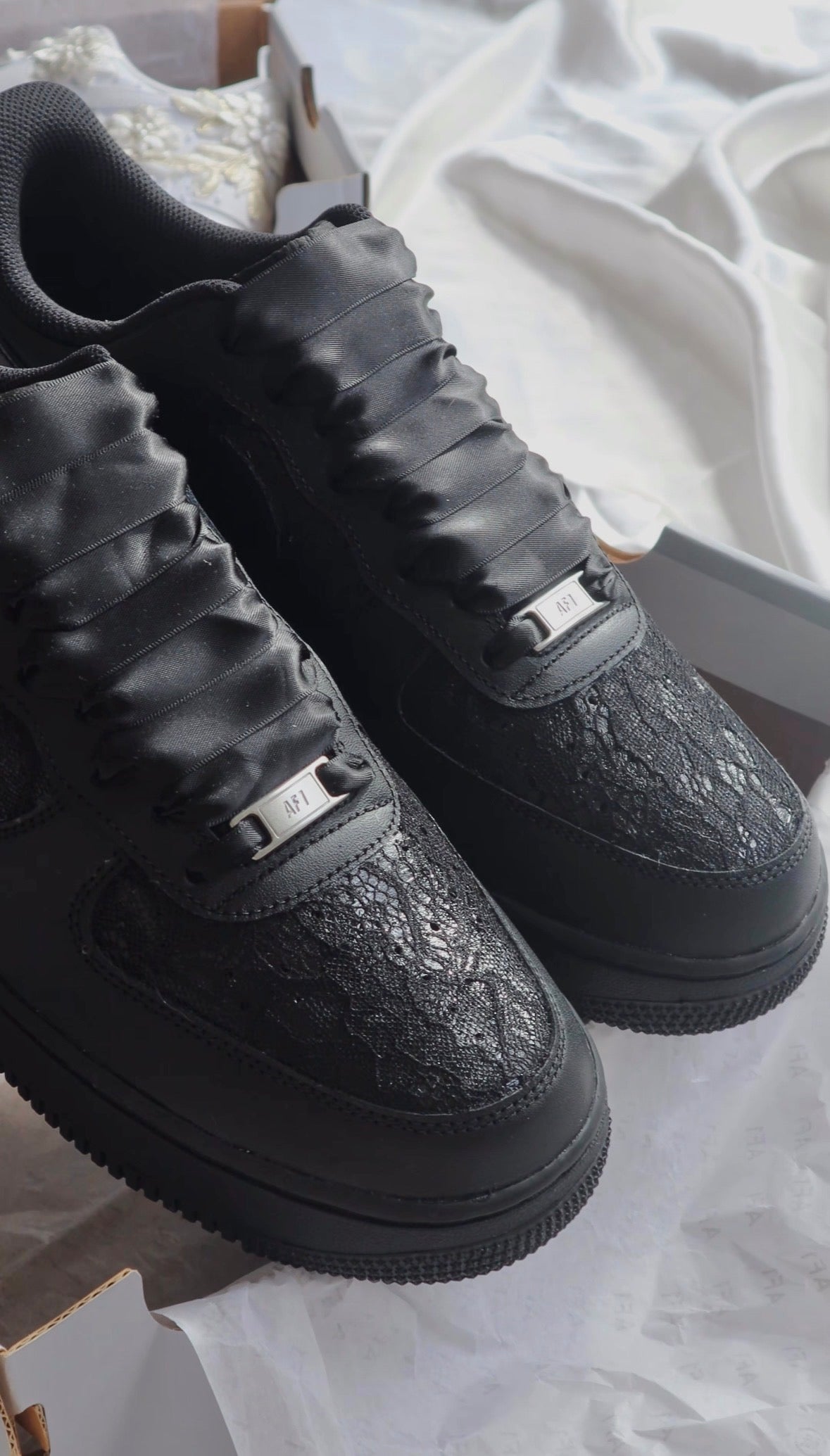 Black Lace Panel Men's Groom Wedding Sneaker