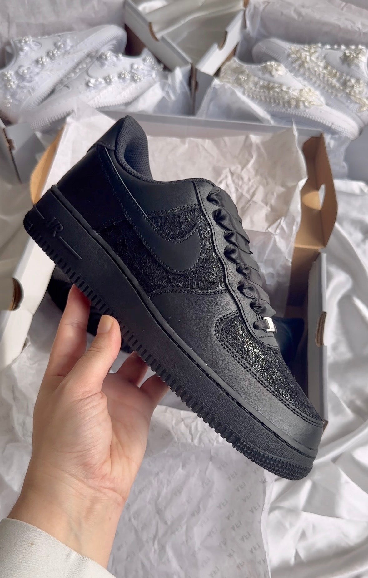 Black Lace Panel Men's Groom Wedding Sneaker
