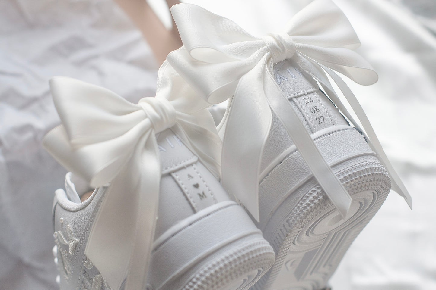 Bespoke Luxury Lace White Bow Sneakers