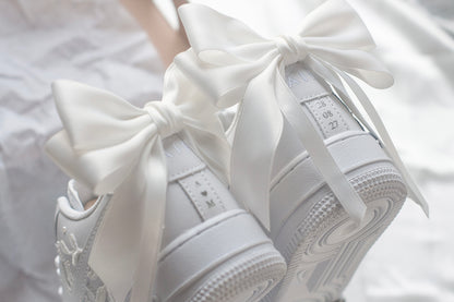 Bespoke Luxury Lace White Bow Sneakers