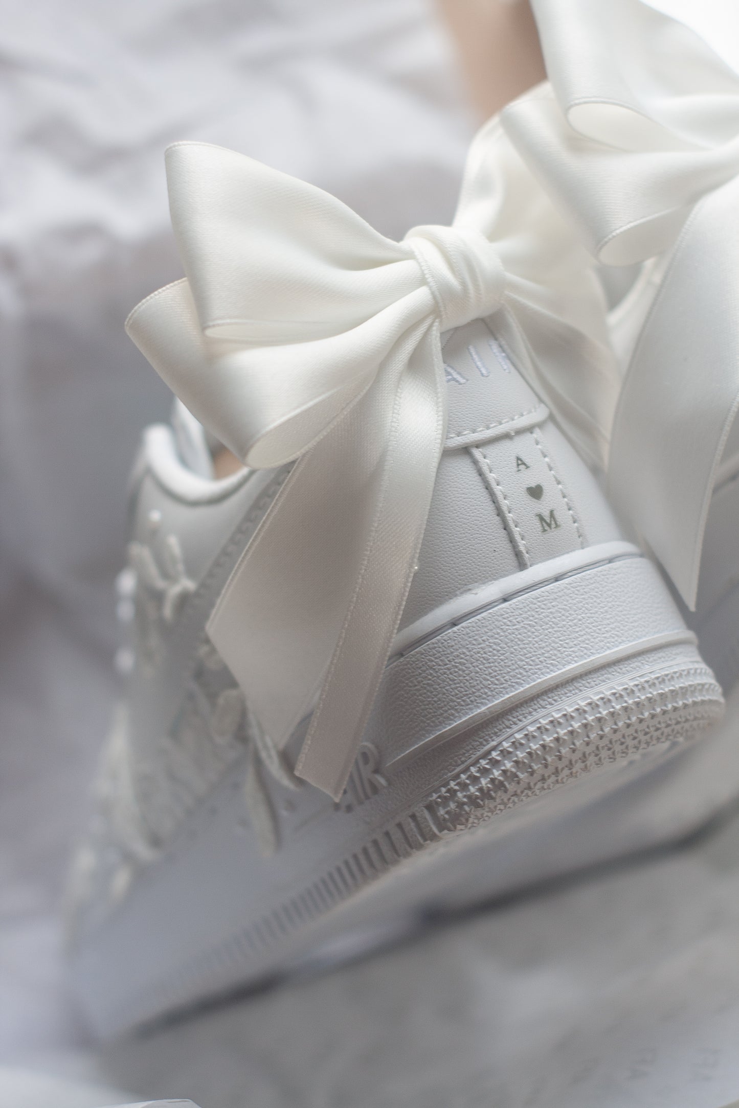 Bespoke Luxury Lace White Bow Sneakers