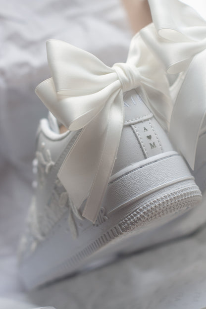 Bespoke Luxury Lace White Bow Sneakers