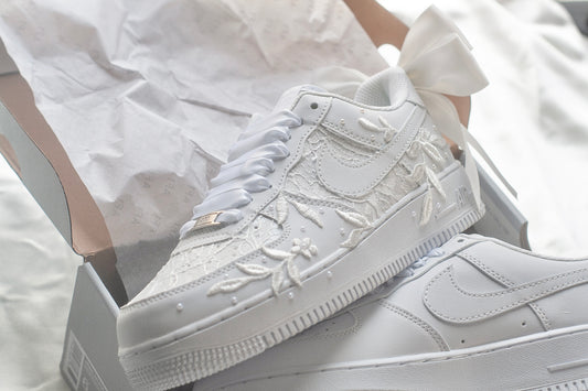 Bespoke Luxury Lace White Bow Sneakers