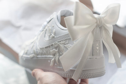 Bespoke Luxury Lace White Bow Sneakers