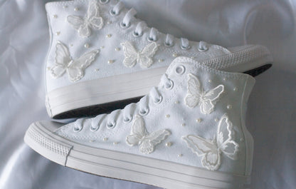 Bespoke Butterfly Luxury Applique Bridal Sneakers