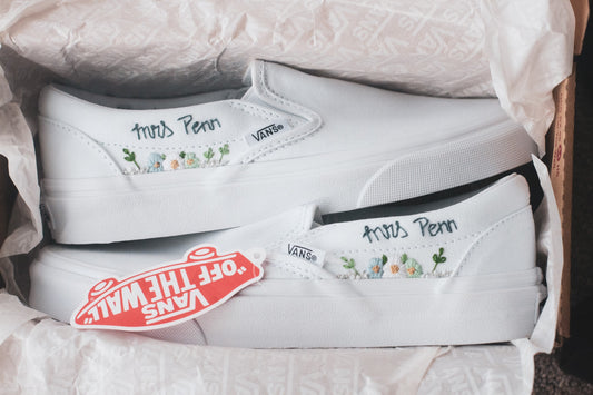 Custom Embroidered Bridal Slip On Sneakers