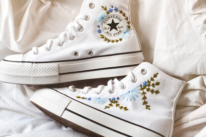Bespoke 'Something Blue' Embroidered Bridal Platform Sneakers