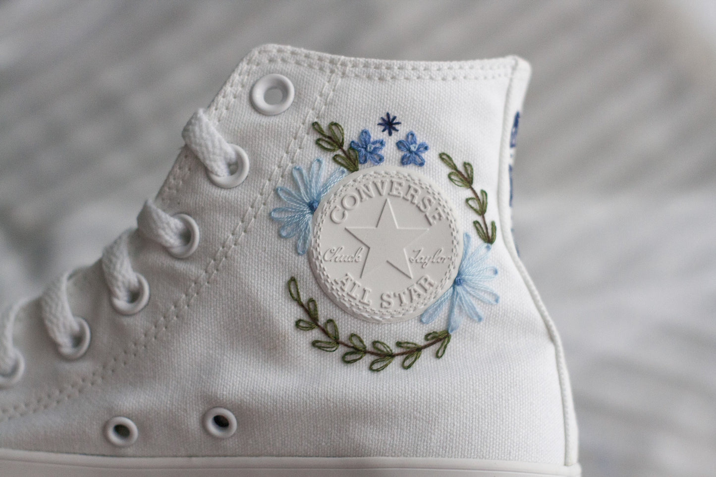 Bespoke 'Something Blue' High-top Embroidered Sneakers