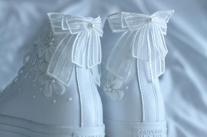 Bespoke Hightop Pearl Bridal Leather Sneakers