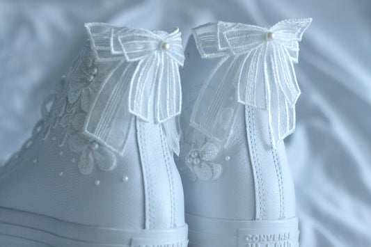 Bespoke Hightop Pearl Bridal Leather Sneakers