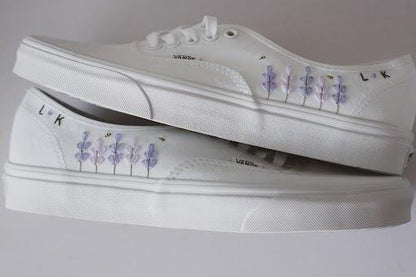 Bespoke Lavender Embroidered Floral Bridal Sneakers