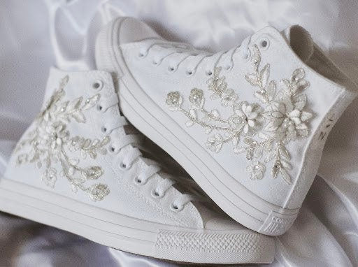 Bespoke Platinum Luxury Embroidered Bridal Sneaker
