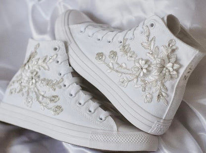 Bespoke Platinum Luxury Embroidered Bridal Sneaker
