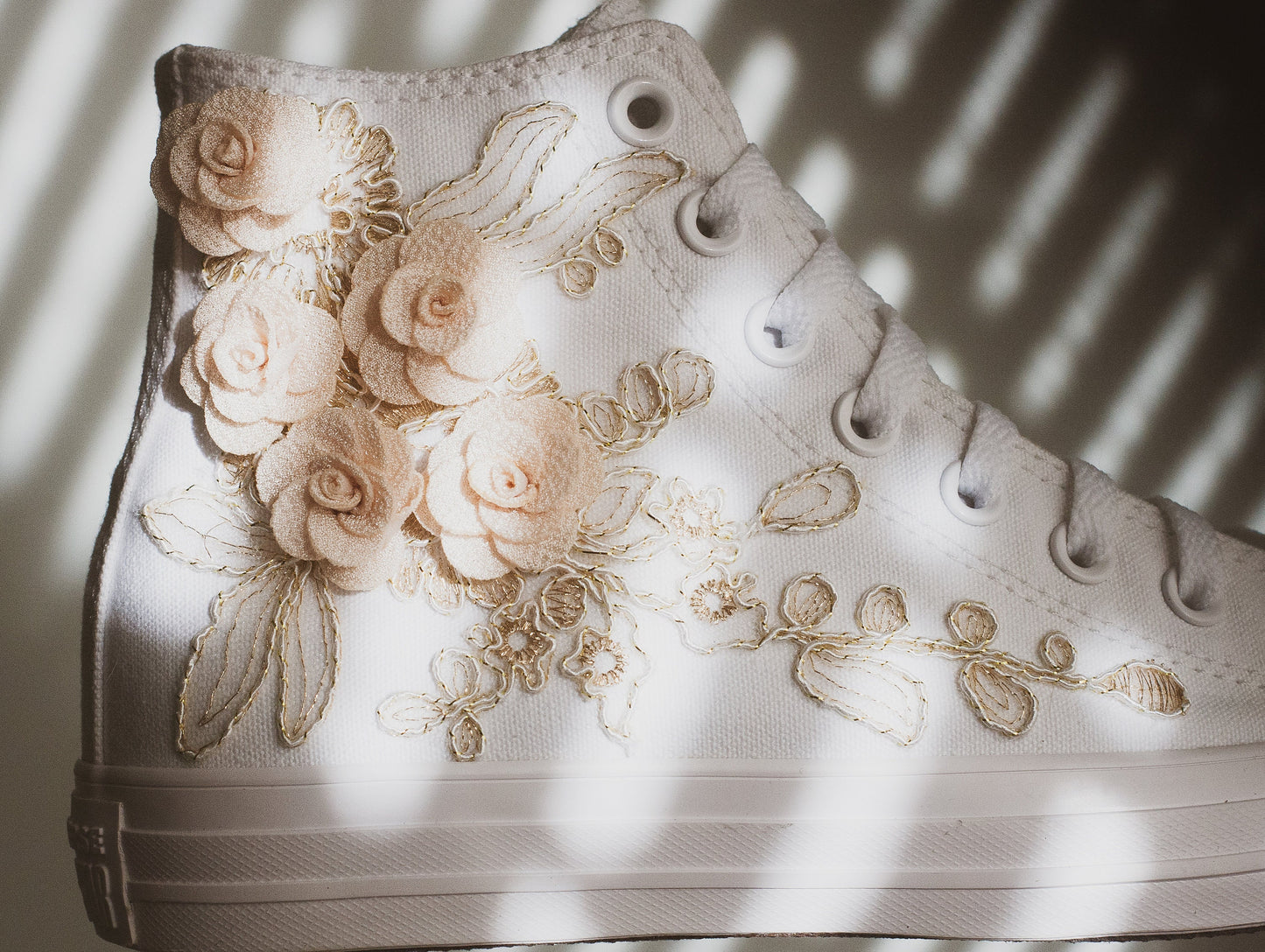 Rose Gold Embroidered Bridal Sneakers