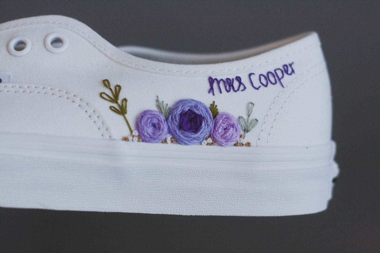 Rose Embroidered Low-Top Bridal Sneakers