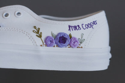 Rose Embroidered Low-Top Bridal Sneakers