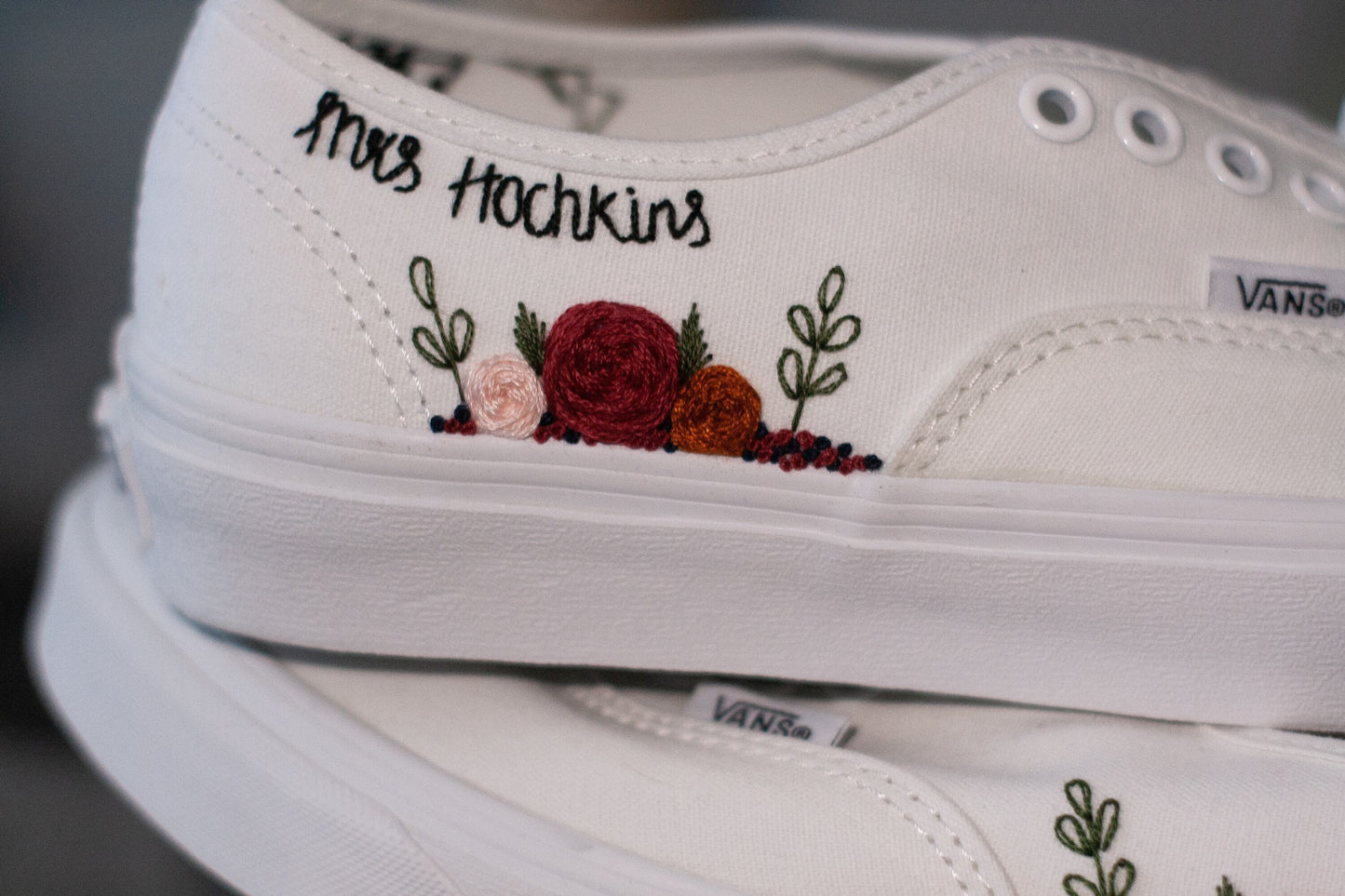 Rose Embroidered Low-Top Bridal Sneakers