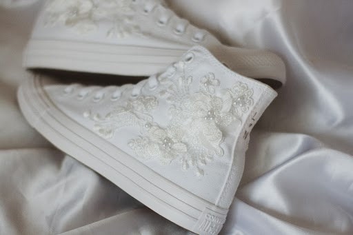 Bespoke Luxury Floral Embroidered Bridal Sneakers