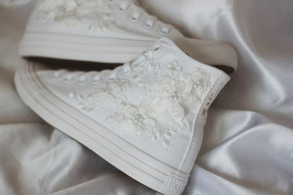 Bespoke Luxury Floral Embroidered Bridal Sneakers