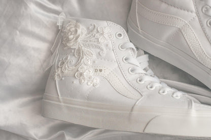Custom High-top Floral Bridal Sneakers