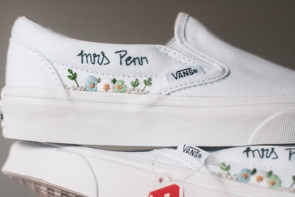 Custom Embroidered Bridal Slip On Sneakers