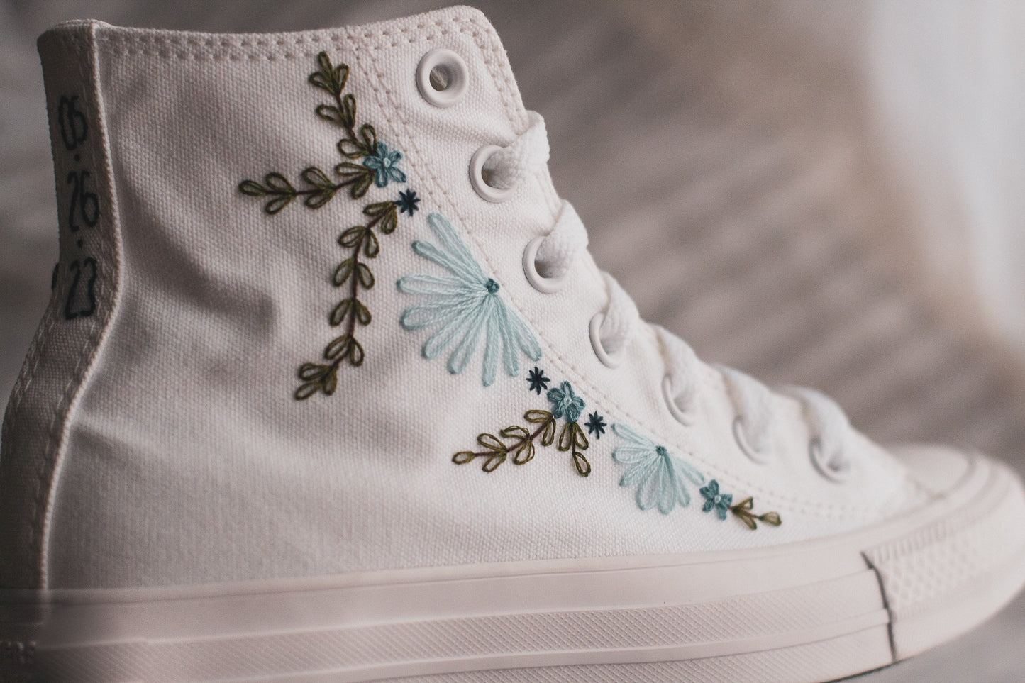 Bespoke 'Something Blue' High-top Embroidered Sneakers
