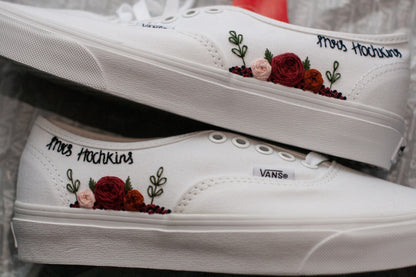 Rose Embroidered Low-Top Bridal Sneakers