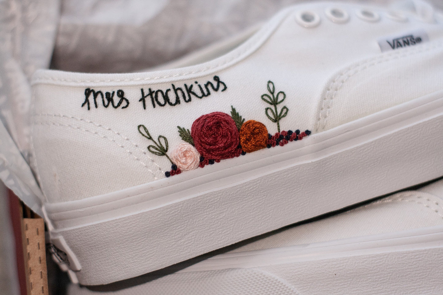 Rose Embroidered Low-Top Bridal Sneakers