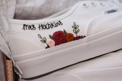 Rose Embroidered Low-Top Bridal Sneakers