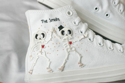 Bespoke “Till Death” Skeleton Bridal Sneakers