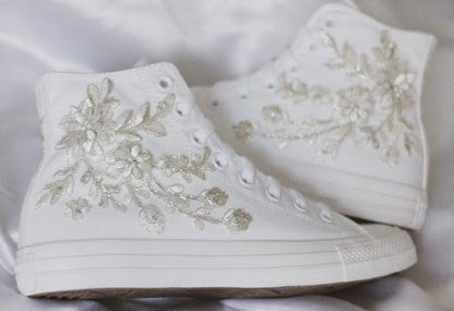 Bespoke Platinum Luxury Embroidered Bridal Sneaker