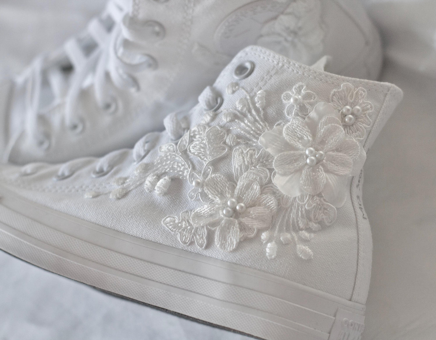 Bespoke Luxury Floral Embroidered Bridal Sneakers