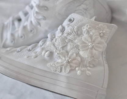 Bespoke Luxury Floral Embroidered Bridal Sneakers