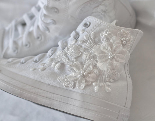Bespoke Luxury Floral Embroidered Bridal Sneakers