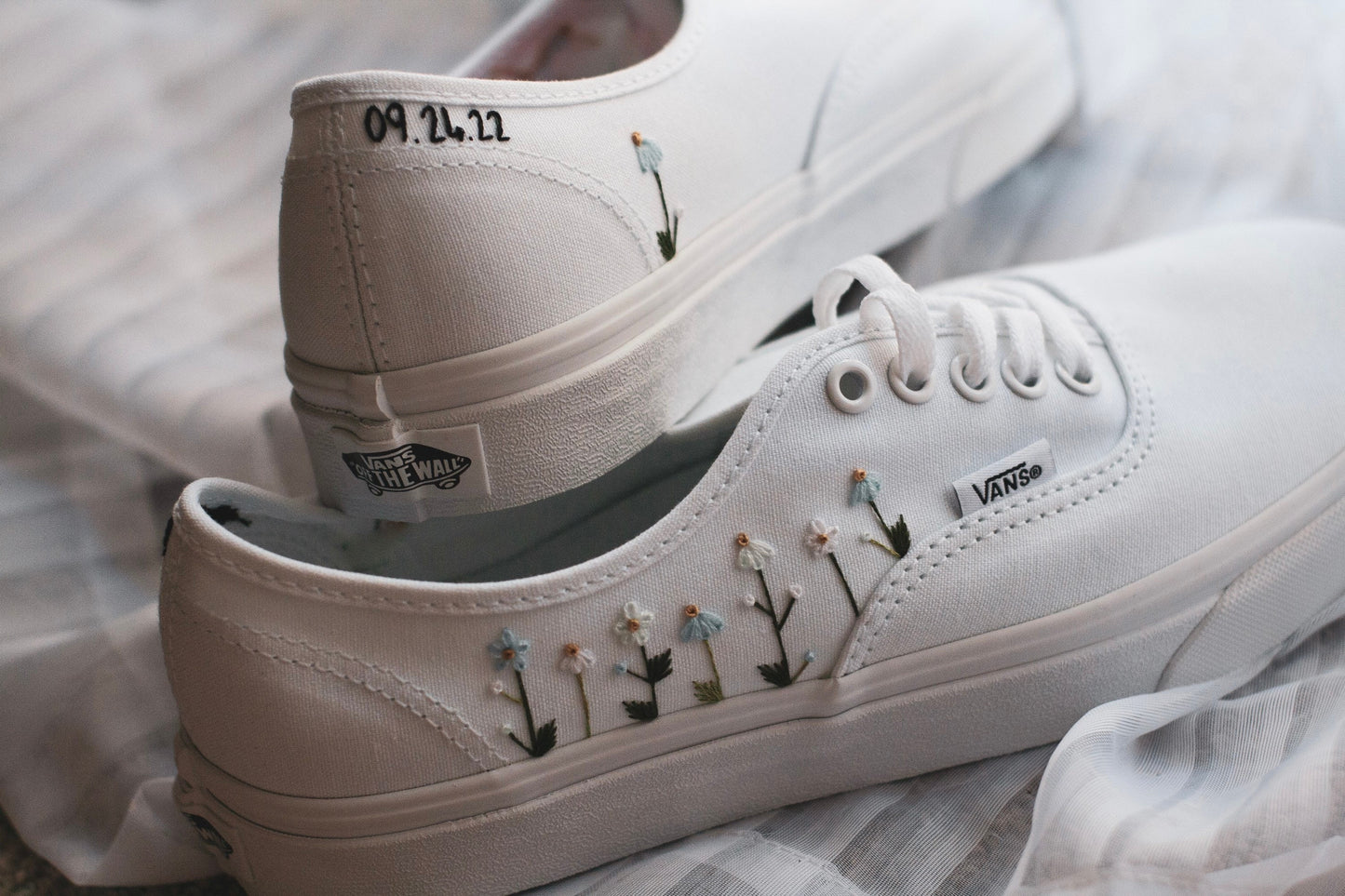 Bespoke Embroidered Wildflower Bridal Sneakers